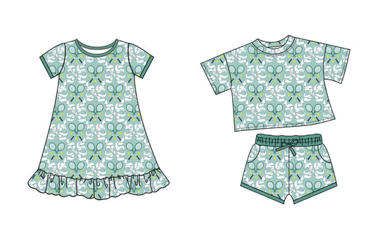 25.10.11 custom each style moq 5 eta 6-8week Sibling Sister baseball bow baby girl short sleeve shorts sets and dress match design