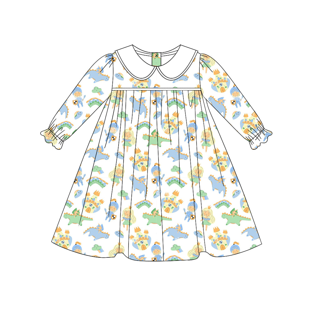 6.18 custom each style moq 5eta 4-6week Sibling Sister dinosaur blue baby girls sets and dress and briefs sets match family design