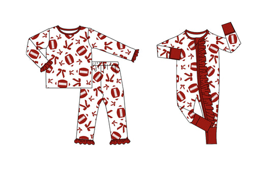 25.8.15 custom each style moq 5eta 4-6week Sibling Sister rugby bow baby girl long sleeve pants sets and rompers match family design