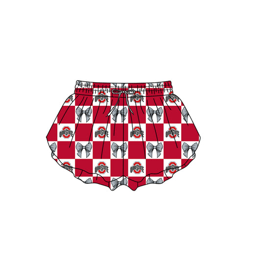 Custom moq 3 or 5 mix size milk silk summer teams baby girl clothes bow red summer shorts-26.1.22
