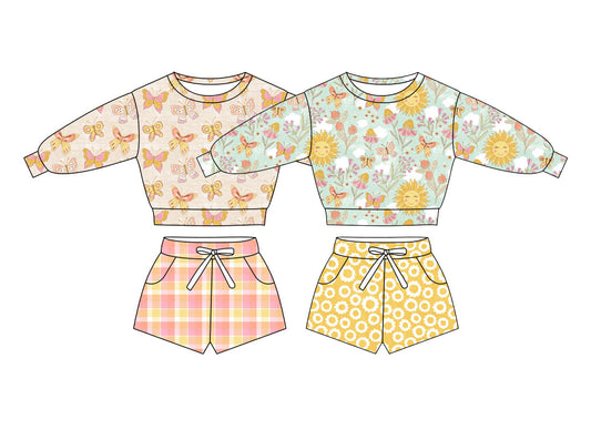 25.10.30 custom each style moq 5 eta 6-8week Sibling Sisters baby girl long sleeve shorts sets 2 match family design