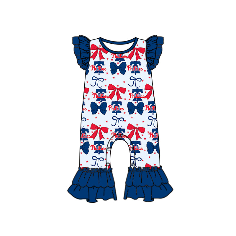 Custom moq 5 mix size milk silk summer teams baby girls clothes team bow blue long sleeve hooded pants sets and dress 1 and dress 2 and romper-25.6.16