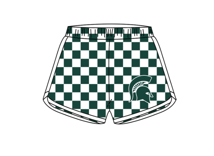 Custom moq 5 mix size milk silk summer teams Boy's Short Sleeved Green Top Plaid Shorts Set Girl's Short-Sleeved Set with Matching Swimsuits Adult Shorts
