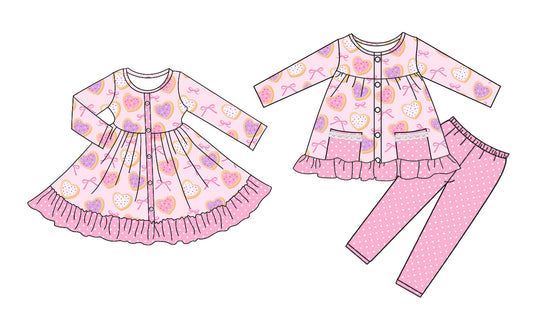 25.9.6 custom each style moq 5eta 4-6week Sibling Sisters love bow baby girl long sleeve pants sets and dress match family design