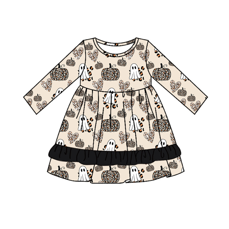 7.19 custom each style moq 5eta 4-6week Sibling Sister leopard pumpkin baby girls sets and dress and rompers match family design