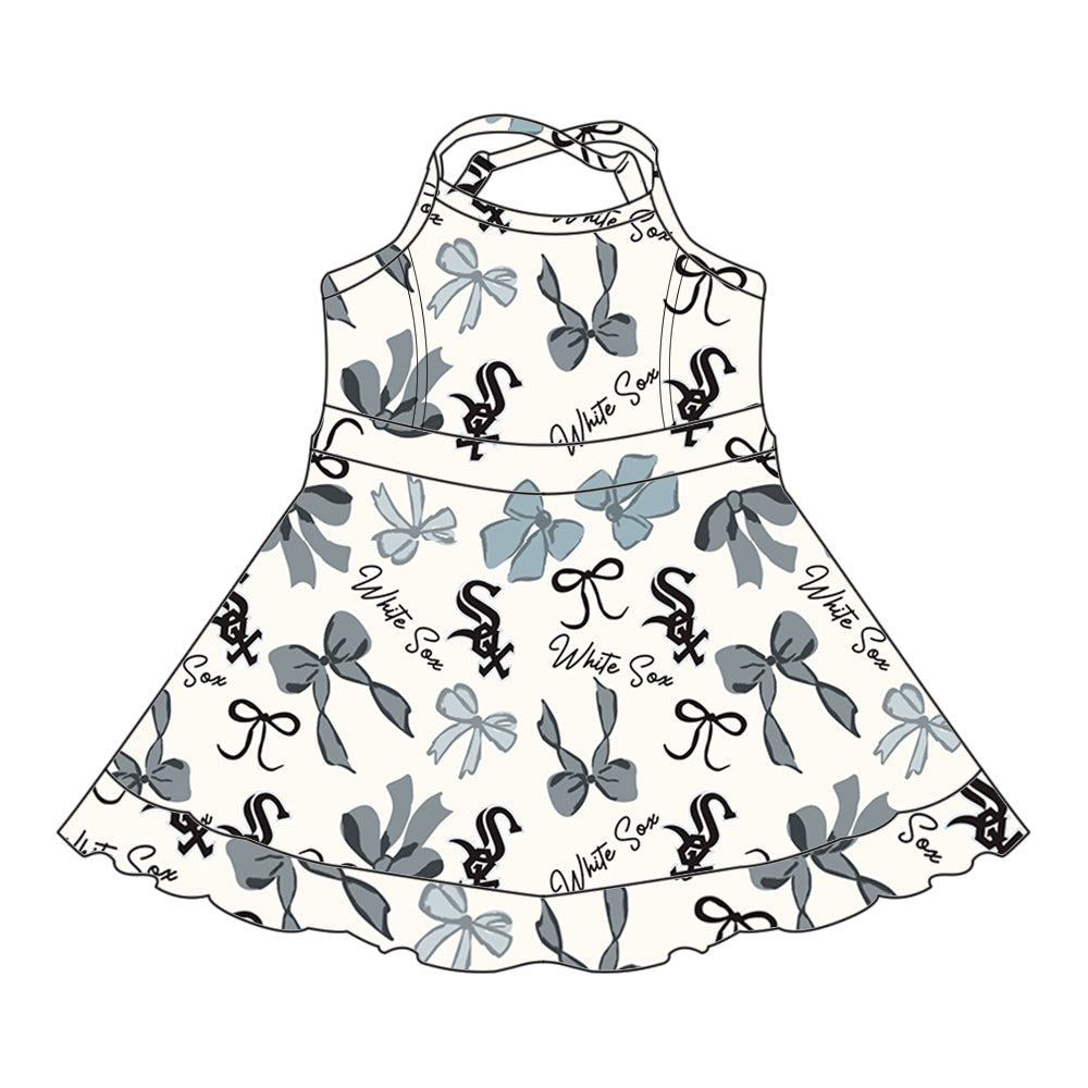 Custom moq 5 mix sizes summer teams baby girls clothes team gray short sleeve skirts shorts sets dress 1 and dress 2 and dress 3 and dress 4-25.5.19
