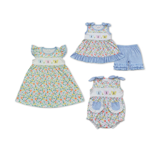 RTS girls floral Short Sleeve Shorts sets dress romper