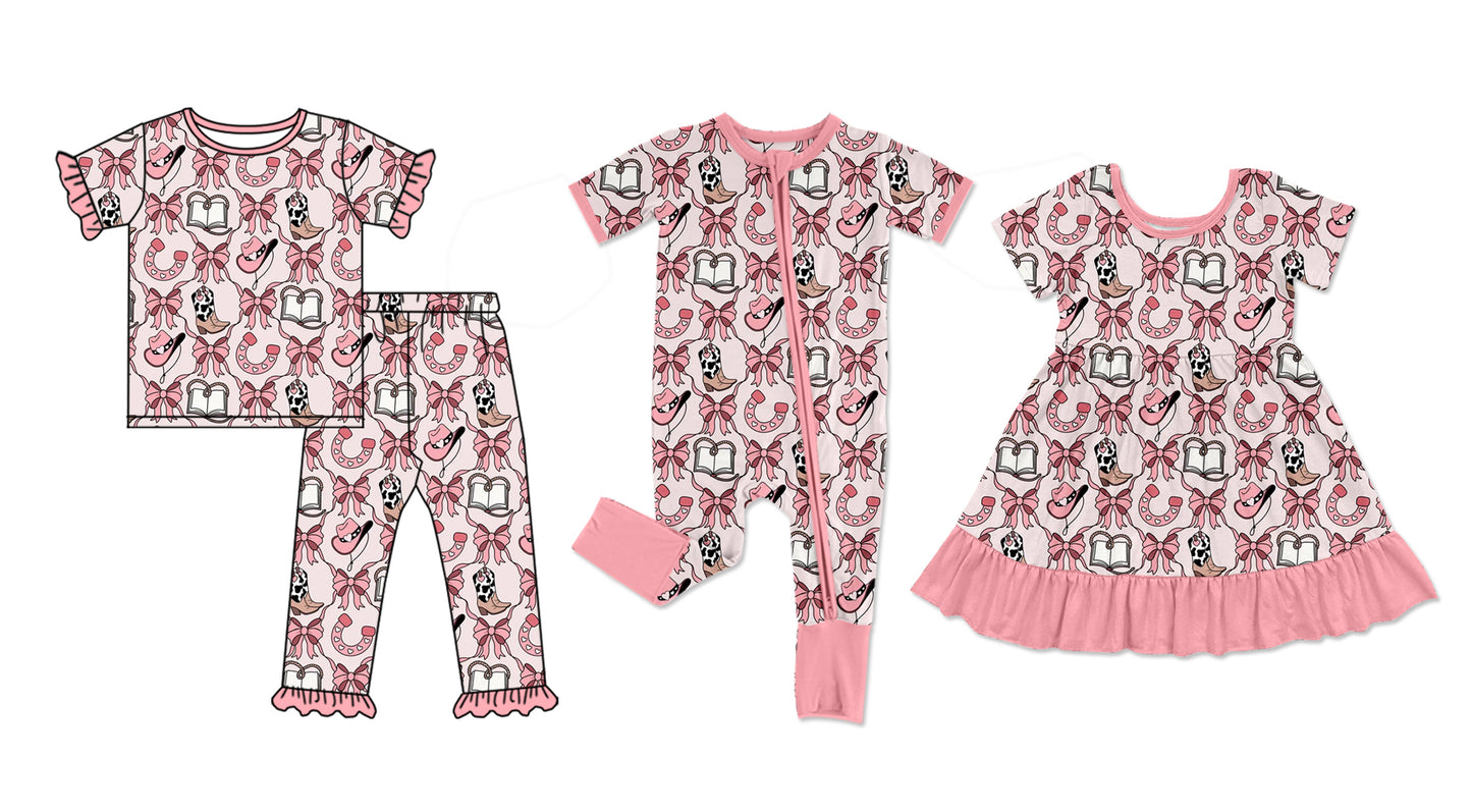 25.11.18 custom each style moq 5 eta 6-8week Sibling Sisters boot bow baby girl short sleeve pants sets and dress and rompers match family design