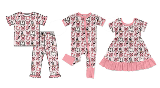 25.11.18 custom each style moq 5 eta 6-8week Sibling Sisters boot bow baby girl short sleeve pants sets and dress and rompers match family design