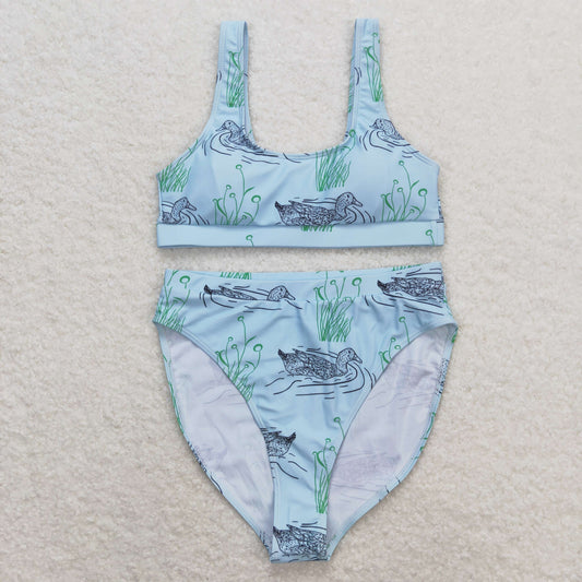 rts no moq S0357 Adult women duck aqua swimsuit suit