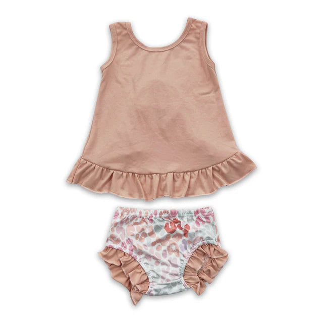 RTS NO MOQ Sibling Baby Girls Pink Christmas Deer Frog Bummie Sets