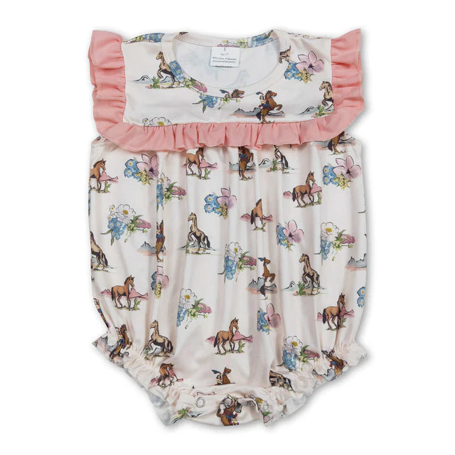 RTS NO MOQ Sibling Baby Girls 4th Of July Bow Ruffle Rompers