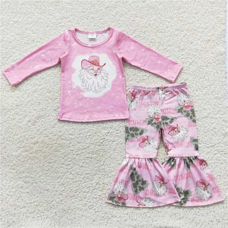 Baby Girls Howdy Cowboy Santa Christmas Collection - Zip Front Romper & Flare PJ Set