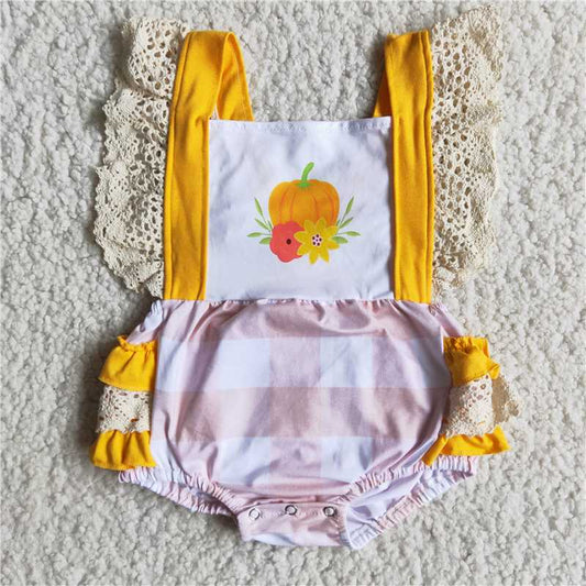 SALES  NEW Pumpkin lace ruffle bubbles rompers