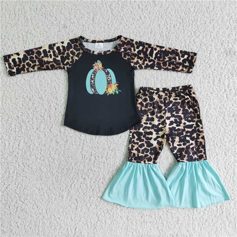 SALES  NEW  Baby girls pumpkin leopard fall outfits clothes sets