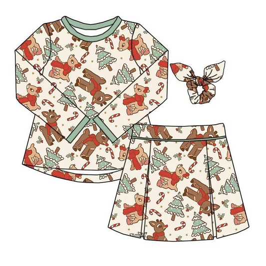 Custom moq 8 each style eta 6-7weeks baby girl clothes Christmas long sleeve skirts sets-25.9.16