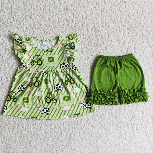 SALES  NEW Farm green ruffles soft shorts set