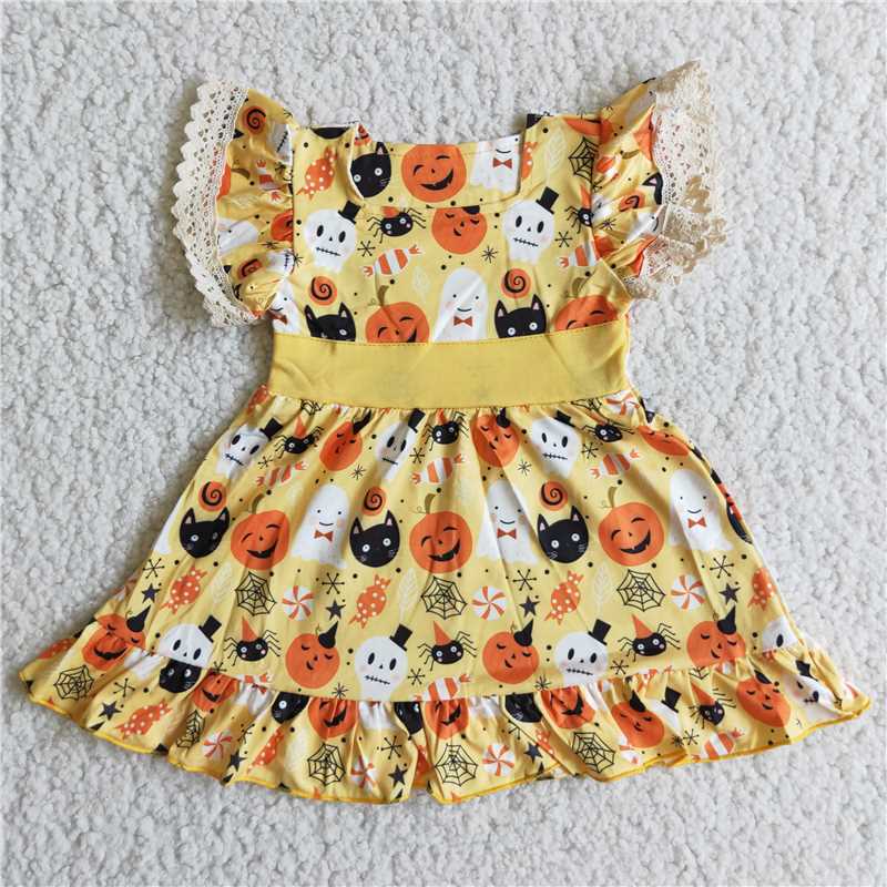 SALES  NEW Baby Girls' Halloween Pumpkin Yellow Dress Cute Costume for Infants Toddler Girls' Outfit for Halloween Party