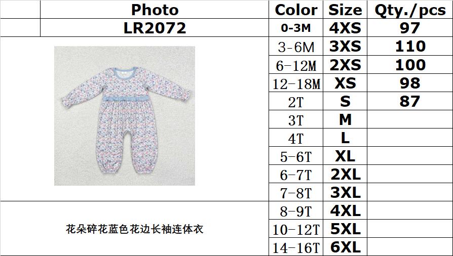 RTS NO MOQ ETA 5/7days arrived LR2072 Flower floral blue lace long-sleeved jumpsuit