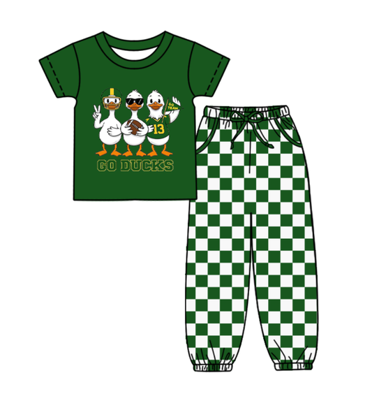 Custom moq 8 mix size milk silk summer teams baby boy clothes green plaid short sleeve pants sets-25.9.30