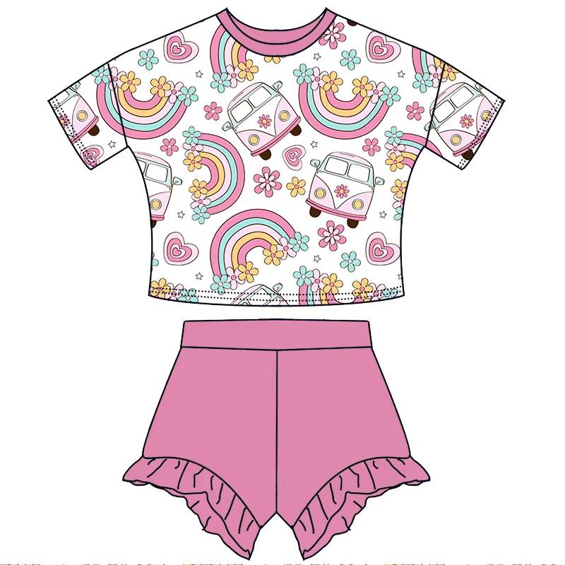 Custom moq 5 each style eta 6-7weeks baby girl clothes short sleeve shorts suits -25.7.28