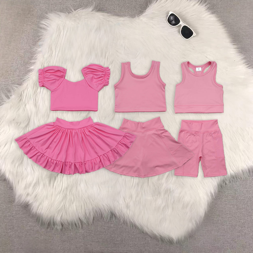 RTS NO MOQ Girls clothes yoga short sleeve Clothes Sets dress