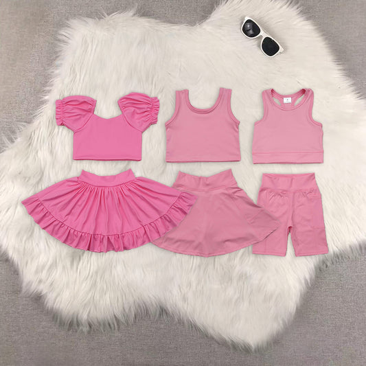 RTS NO MOQ Girls clothes yoga short sleeve Clothes Sets dress