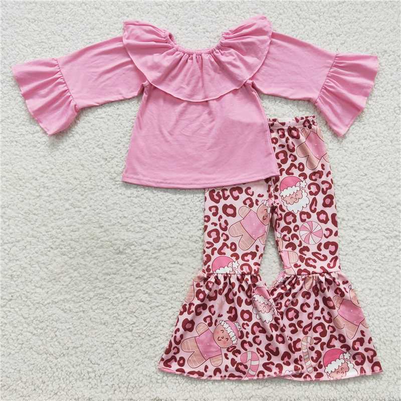 Baby & Toddler Pink Leopard Gingerbread Santa Matching Christmas Set & Dress