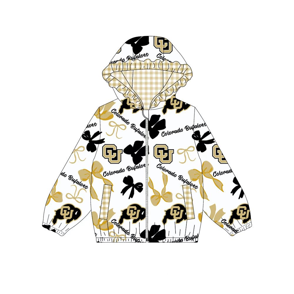 Custom moq 8 mix size milk silk summer team baby girls clothes bow black hooded long sleeve top-25.9.27