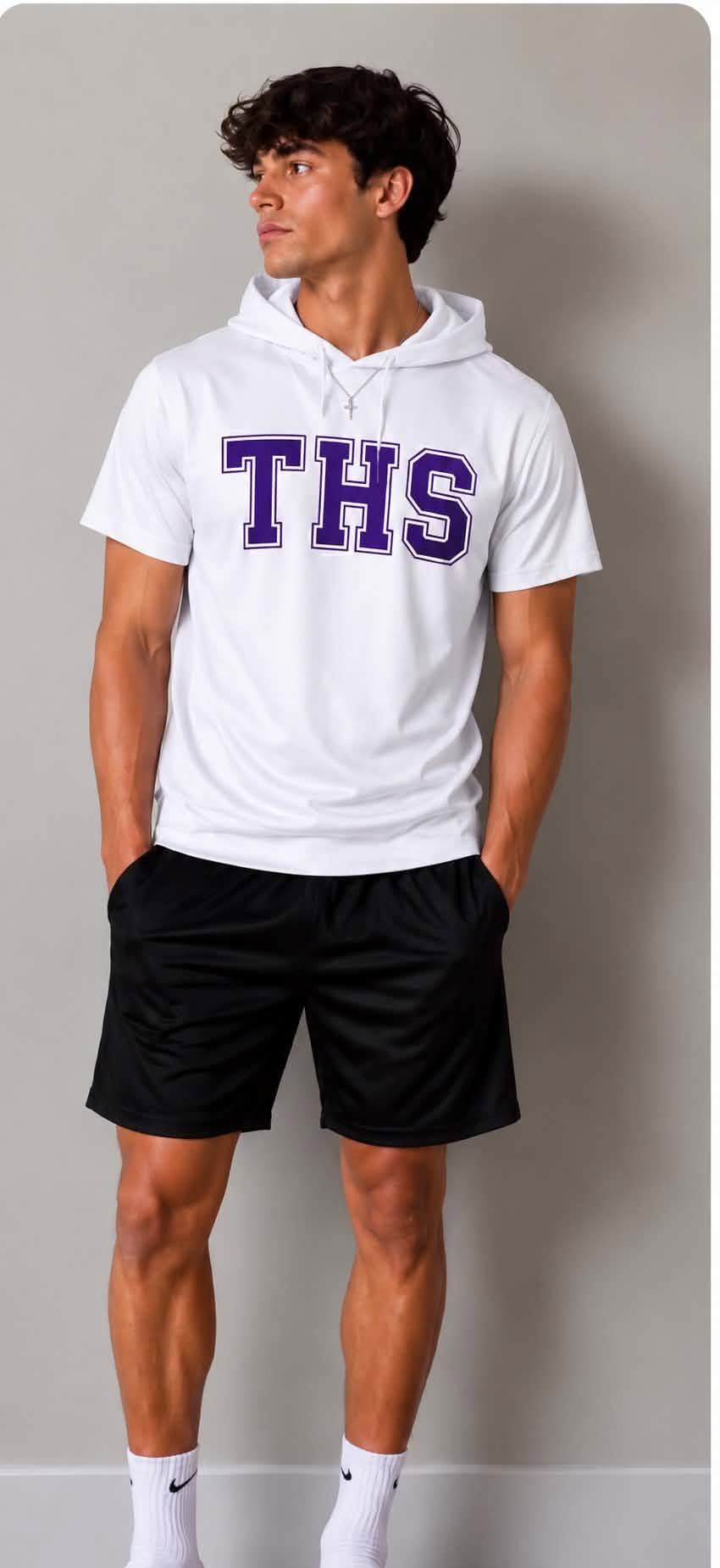 custom moq 5 mix size AAFTBX0102 Adult Team Letter Print Short Sleeve Hooded T Shirt Pullover Tops