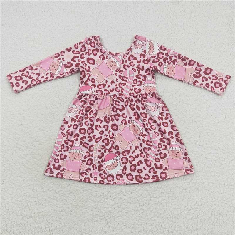 Baby & Toddler Pink Leopard Gingerbread Santa Matching Christmas Set & Dress