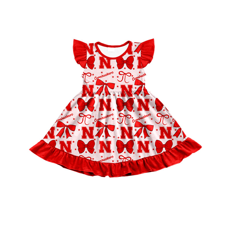 Custom moq 5 mix size milk silk summer teams baby girls clothes team bow red sleeveless skirts sets and dress 1 and dress 2 and dress 3-25.6.26