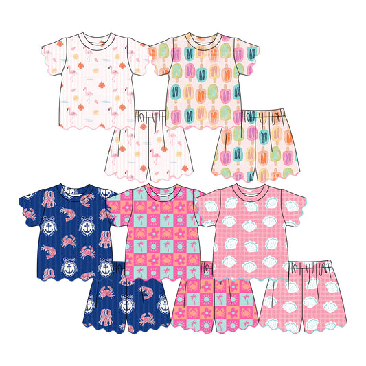 3.10 Custom moq 5 mix size Sibling Baby Girl Top And Shorts Set Summer Outfit