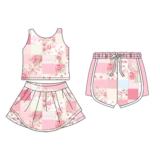 25.11.11 custom each style moq 5 eta 6-8week Sibling Sister floral baby short sleeve skirts sets and shorts match design
