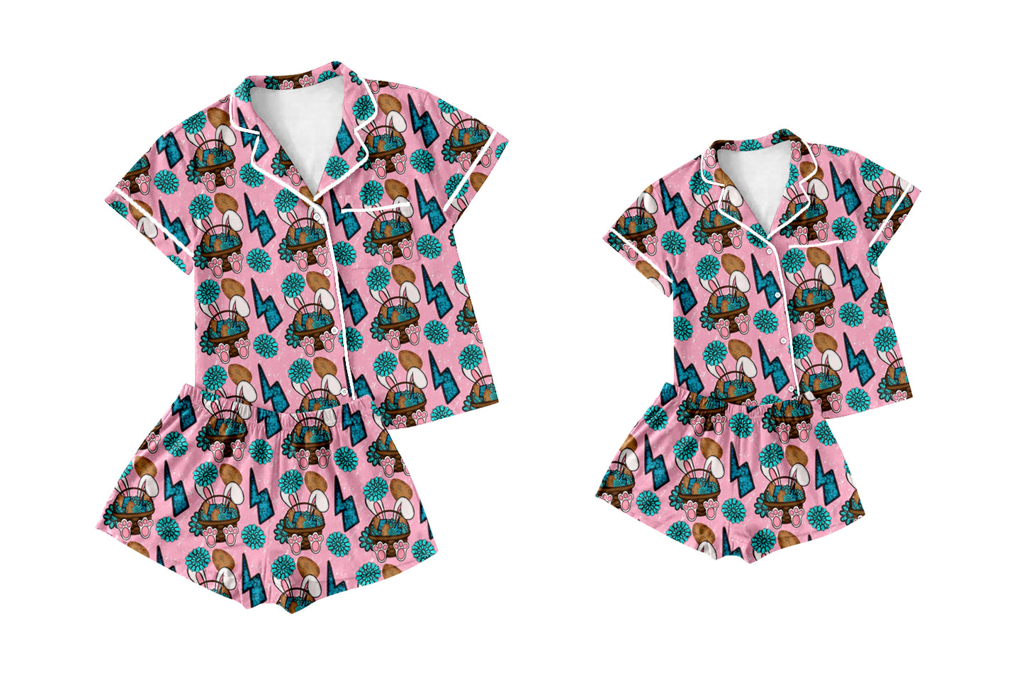 25.10.9 custom each style moq 5eta 4-6week Sibling Sister bunny baby short sleeve shorts sets and adult set match design
