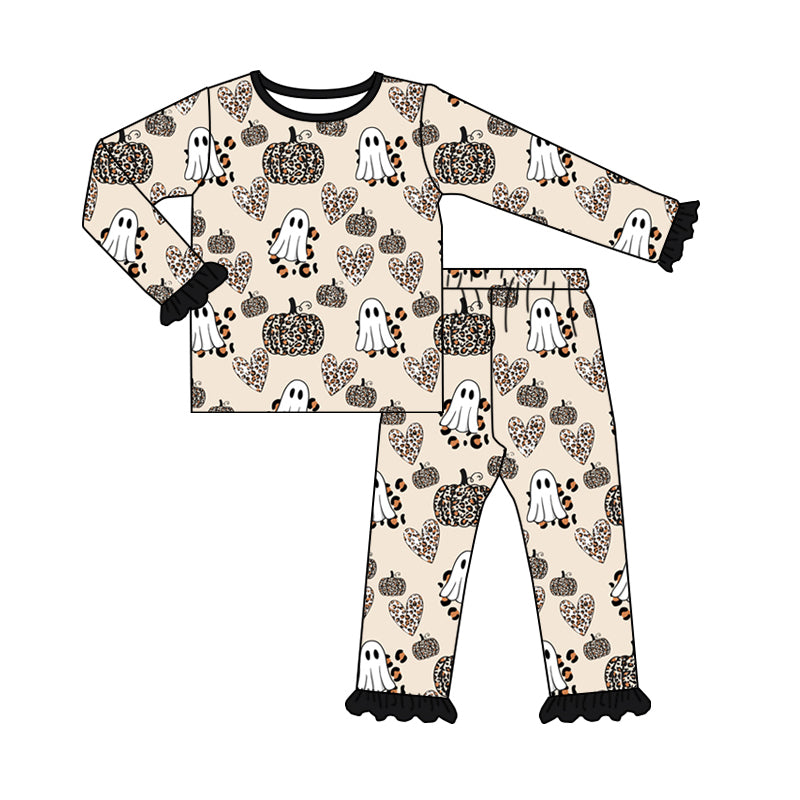 7.19 custom each style moq 5eta 4-6week Sibling Sister leopard pumpkin baby girls sets and dress and rompers match family design