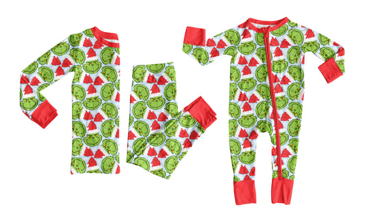 25.8.5 custom each style moq 5eta 4-6week Sibling Sister Christmas green baby boy long sleeve pants sets and rompers match family design