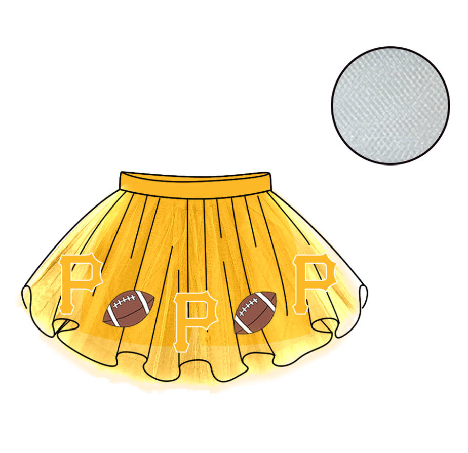 Custom moq 5 mix size milk silk summer teams Baby Girl's Yellow Mesh Skirt Summer Outfit Team Clothing
