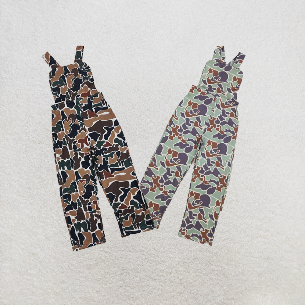 RTS NO MOQ Sibling Baby Girls Bottomland Camo Straps Jumpsuits