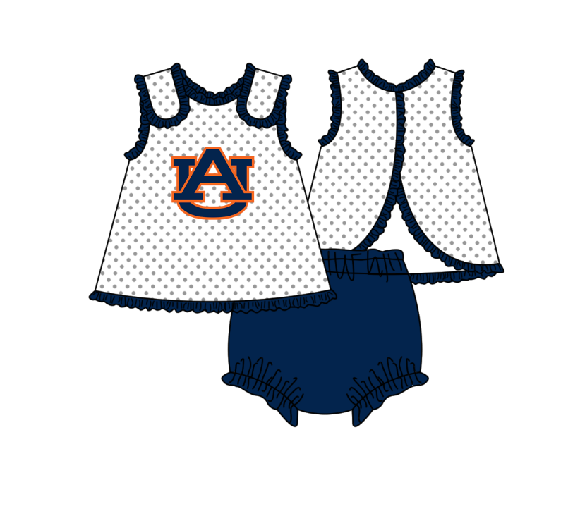Custom moq 5 mix size milk silk summer teams Navy Polka Dot Baby Romper Set Short-Sleeved Thong Dress for Girls And Short-Sleeved Shorts for Boys Cute Baby Outfit Combination