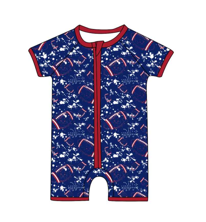 Custom moq 5 mix size milk silk summer teams Baby Football Short Sleeve Zipper  Romper