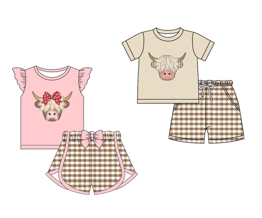 25.5.22 custom each style moq 5eta 4-6week Sibling Sister baby girl short sleeve shorts sets 1 and set 2 match design