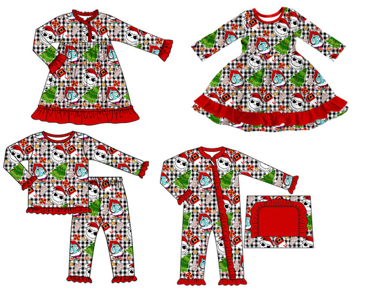 25.7.11 custom each style moq 5 eta 4-6week Sibling Sisters baby girl long sleeve pants sets and romper and dress 1 and dress 2 match family design