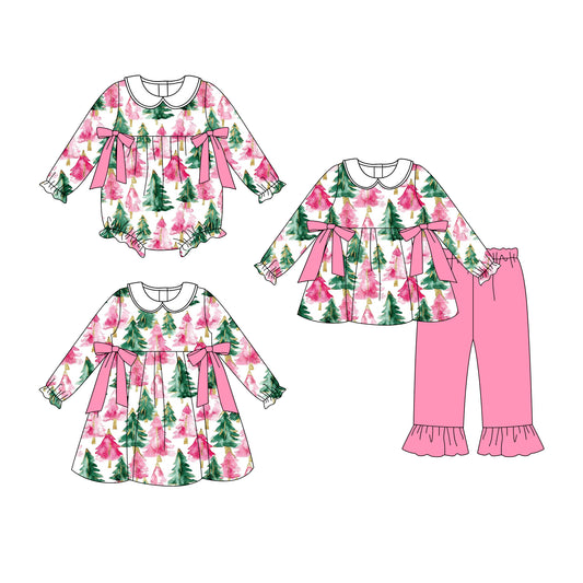 25.7.30 custom each style moq 5eta 4-6week Sibling Sisters Christmas baby girl long sleeve pants sets and dress and rompers match family design