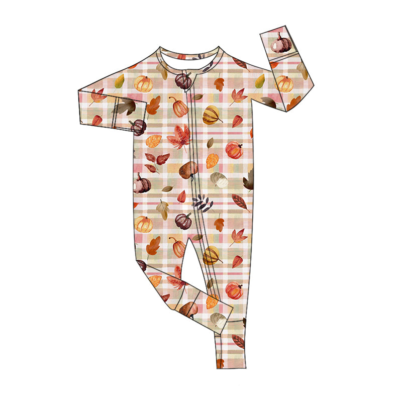 8.15 custom each style moq 5eta 4-6week Sibling Sister pumpkin leaf baby girl sets and dress and rompers match family design