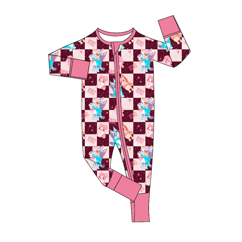 10.25 custom each style moq 5eta 4-6week Sibling XOXO caroon dog love baby boys sets and rompers match family design