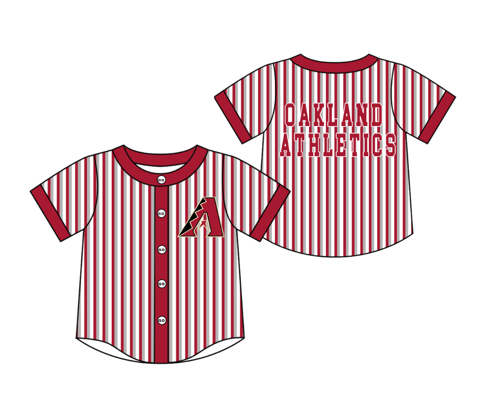 Custom moq 5 mix size milk silk summer teams Red Striped Short-Sleeved Button-Down Shirt for Baby Boy Outfit