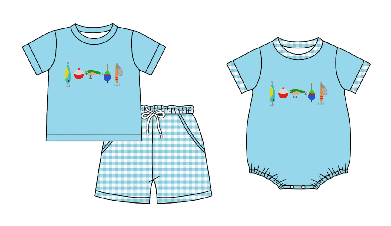 25.11.15 custom each style moq 5 eta 6-8 week Sibling Sister blue baby boy short sleeve shorts sets and boy rompers match family design