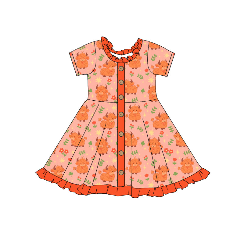 10.15 custom each style moq 5eta 4-6week Sibling Sister alpine floral orange baby girl sets and dress and rompers match family design