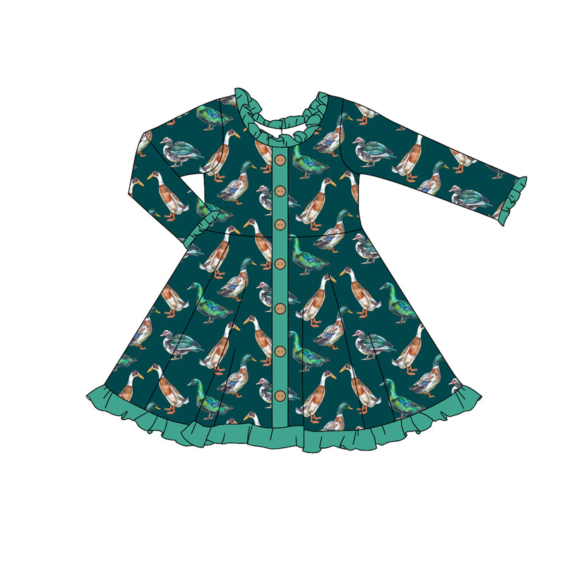 9.24 custom each style moq 5eta 4-6week Sibling Sister ducks green baby girl sets and dress and rompers match family design